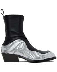Versace - Black & Silver Solare Boots - Lyst