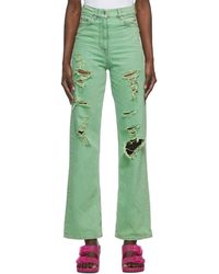 MSGM - Green Distressed Jeans - Lyst