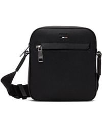 BOSS - Black Faux-leather Reporter Bag - Lyst