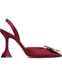 AMINA MUADDI - Ssense Exclusive Burgundy Begum 95 Sling Heels - Lyst