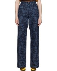 Dries Van Noten - インディゴ プリント デニム ジーンズ - Lyst