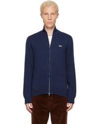 Lacoste - Zipped High Neck Cotton Sweater - Lyst
