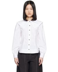 Ganni - Frill Collar Shirt - Lyst
