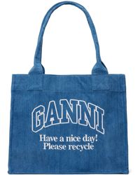 Ganni - Blue Large Easy Shopper Tote - Lyst
