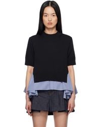 Sacai - Cotton Poplin & Knit Pullover Sweater - Lyst
