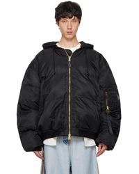 Vetements - Blouson Aviateur Matelassé Réversible Noir À Capuche - Lyst