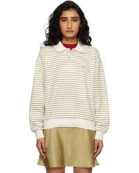 DUNST - Polo Blanc Cassé À Rayures Et À Logo - Lyst