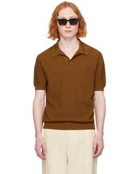Zegna - Brown Open Placket Polo - Lyst