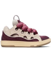 Lanvin - Burgundy & Leather Curb Sneakers - Lyst