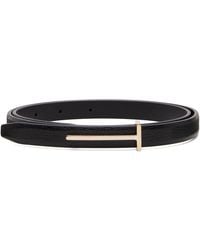Tom Ford - Supple Grain Leather Slim T Belt - Lyst