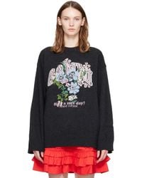Ganni - Wool Flowers Oversized Sweater - Lyst