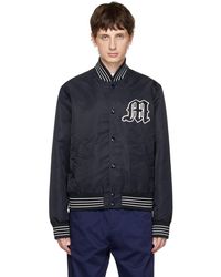 MSGM - Navy Embroidered Bomber Jacket - Lyst