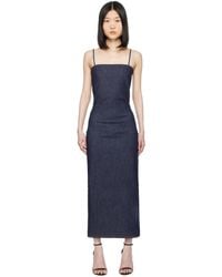 Alaïa - Spaghetti Strap Denim Midi Dress - Lyst
