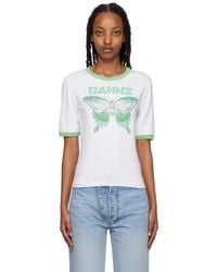 Ganni - Ssense Exclusive White Butterfly T-shirt - Lyst
