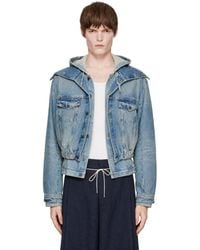 Egonlab - Hooded Denim Bomber Jacket - Lyst