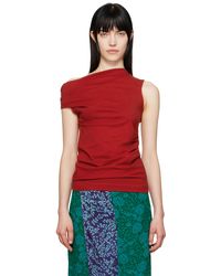 Dries Van Noten - レッド オフショルダー ジャージ トップス - Lyst
