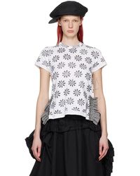 Tao Comme Des Garçons - T-shirt blanc et noir à motif fleuri - Lyst