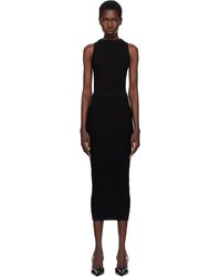 Balmain - Robe Midi Noire En Tricot À Dos Ouvert - Lyst