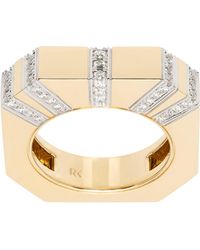 Rainbow K - Bague Épaisse Dorée À Diamants Sertis En Pavé - Lyst