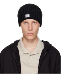 C.P. Company - Extrafine Merino Wool Logo Beanie - Lyst
