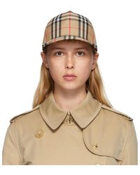 Burberry Beige Heavy Cotton Check Trucker Hat - Natural
