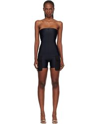 Courreges - Combinaison De Style Bustier Noire En Jersey À Deux Poches - Lyst