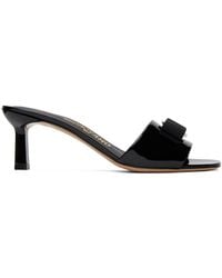 Ferragamo - Black Vara Bow Heeled Sandals - Lyst