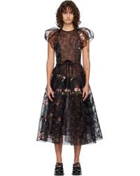 Simone Rocha - Sheer Puff Sleeve Patchwork Flounce Midi Dress - Lyst