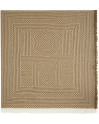 Totême - Toteme Beige Striped Monogram Wool Scarf - Lyst