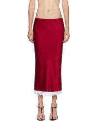 Victoria Beckham - Lace Trim Slip Midi Skirt - Lyst