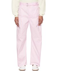 Lemaire - Pink Belted Twisted Trousers - Lyst