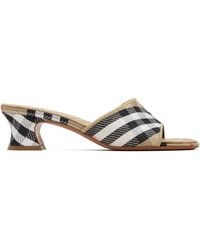 Burberry - Tan Check Sloane Mule Heeled Sandals - Lyst