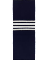 Thom Browne - Écharpe Bleu Marine En Tricot Côtelé De Cachemire À Quatre Rayures - Lyst