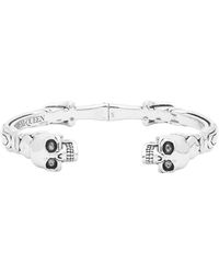 Alexander McQueen Silver Twin Skull Cuff Bracelet - Metallic