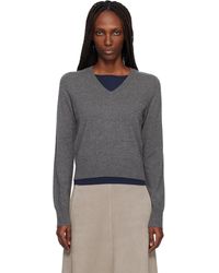 arch4 - Pull Boston Gris À Col En V - Lyst