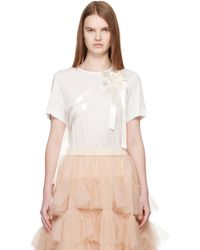 Simone Rocha - T-Shirt Easy Blanc À Ceinture-Écharpe À Boucle - Lyst