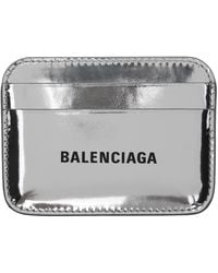 Balenciaga - Silver Printed Card Holder - Lyst