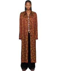 Dries Van Noten - Tan Jacquard Coat - Lyst