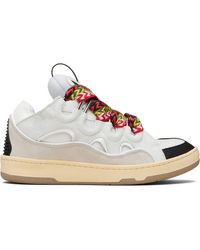 Lanvin - Baskets Curb Blanc Cassé Et Noir En Cuir - Lyst
