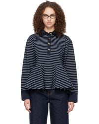 Ganni - Single Piqué Peplum Polo - Lyst