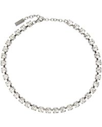 Saint Laurent Silver Crystal Choker Necklace - Metallic