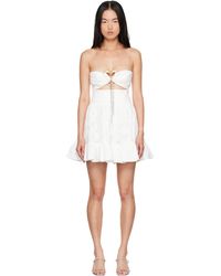 Area - Robe Courte Blanche À Ornements En Broderie Anglaise Et À Ferrure De Cœur - Lyst