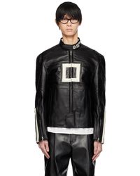 WOOYOUNGMI - Black Band Collar Leather Jacket - Lyst
