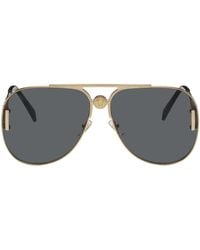 Versace - Gold Medusa Pilot biggie Sunglasses - Lyst