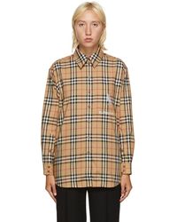 Burberry Beige Check Carlotta Shirt - Natural