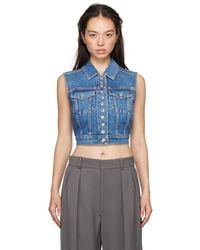 Alexander Wang - ブルー クロップド トラッカー デニムベスト - Lyst