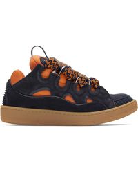 Lanvin Ssense Exclusive Orange & Navy Curb Sneakers - Blue