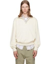 BOSS - Off- Zipper Neck Structured Cotton Sweatshirt - Lyst