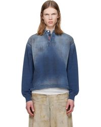 DSquared² - Dsqua2 Indigo Denim Effect Knit Long Sleeves Polo - Lyst