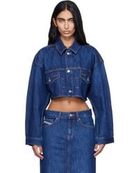 DIESEL - Cropped Oversized Denim Trucker Jacket - Lyst